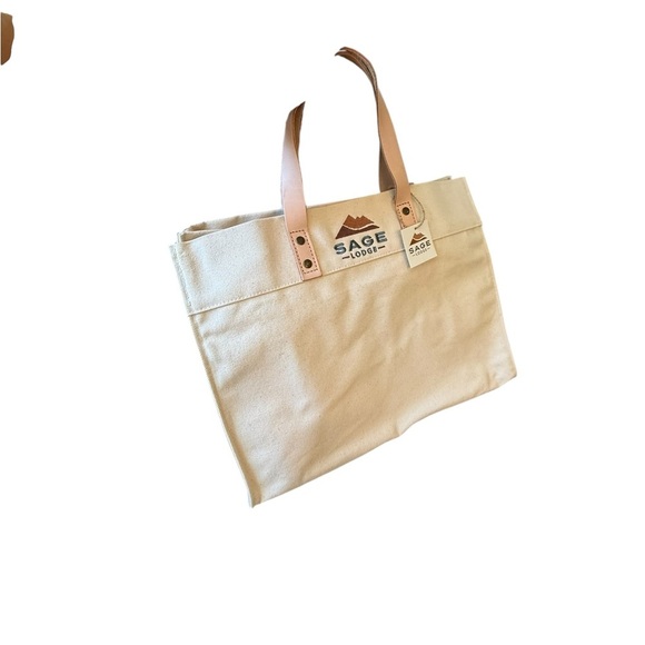 Sage Lodge Cream and Tan Tote Bag - Picture 2 of 6